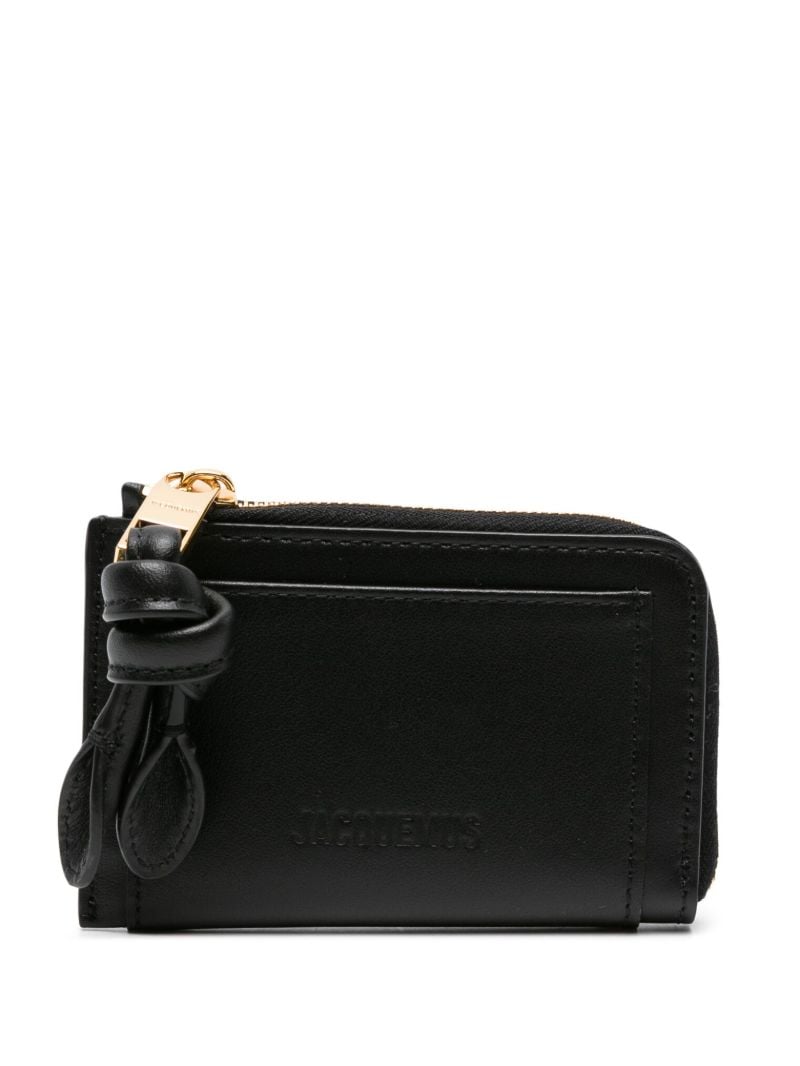 Black Le Porte-cartes Tourni Leather Card Holder