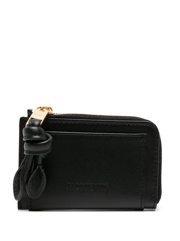 Black Le Porte-cartes Tourni Leather Card Holder