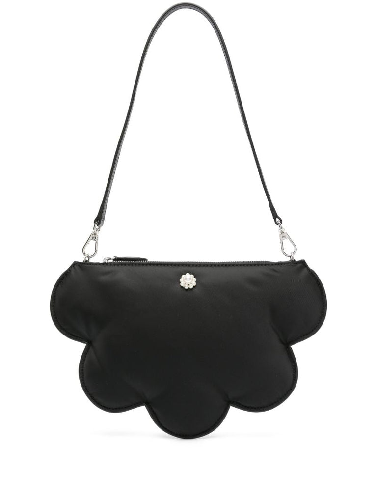 Black Daisy Leather Shoulder Bag