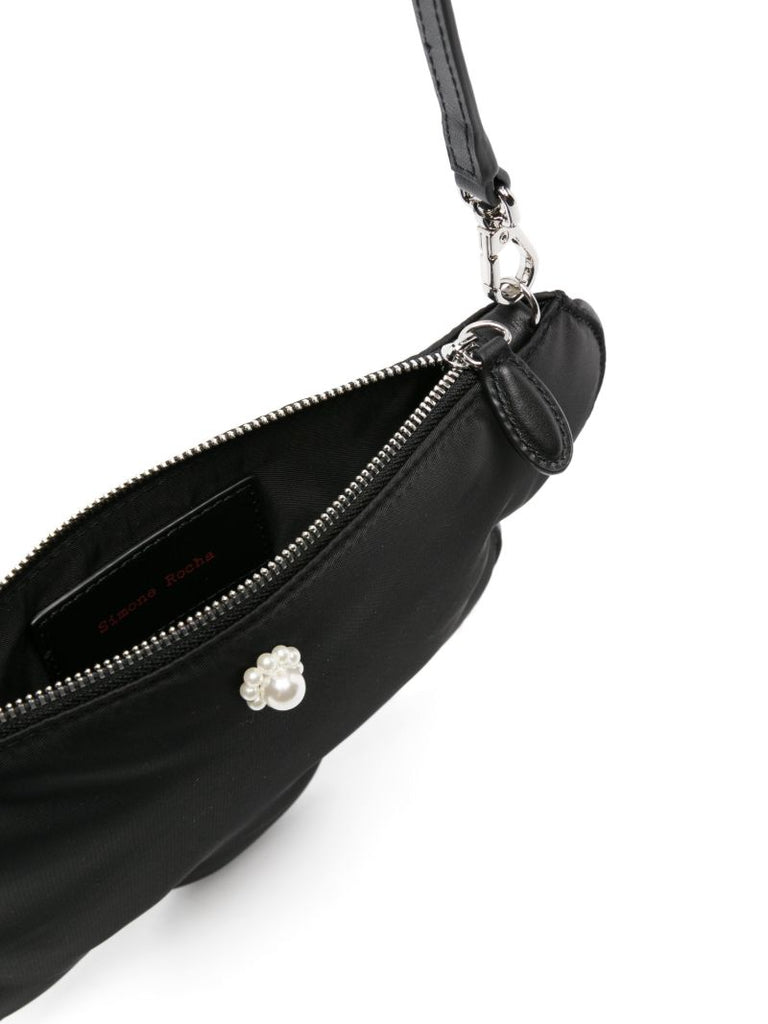 Black Daisy Leather Shoulder Bag
