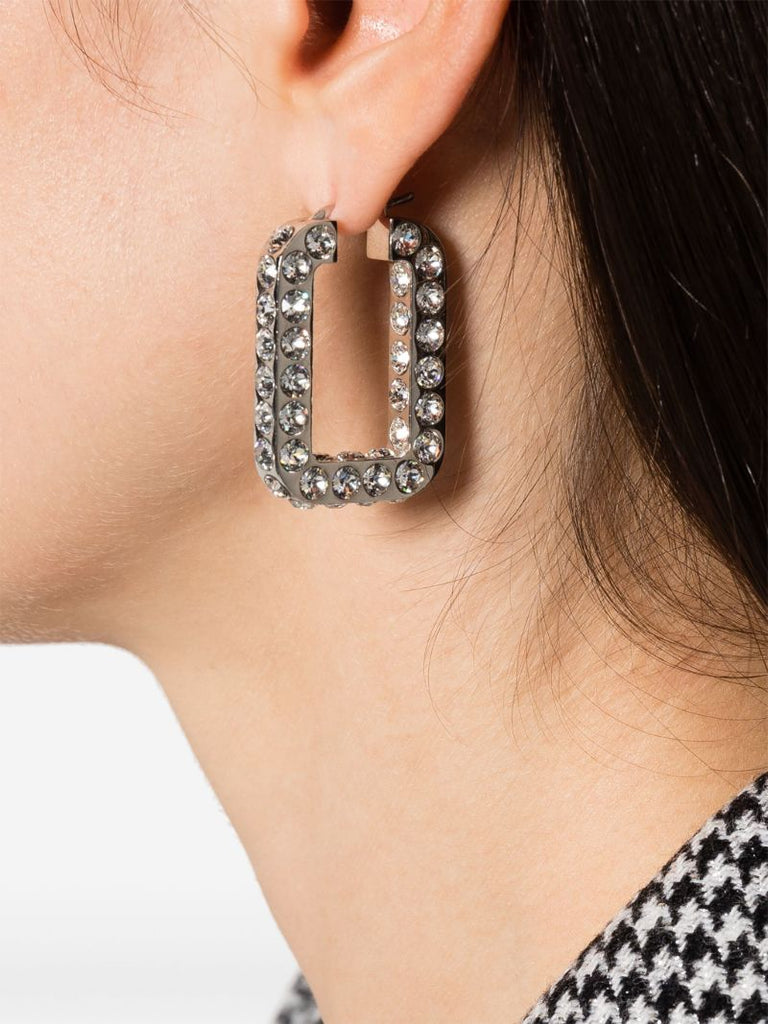 Silver-tone Charlotte Crystal Hoop Earrings