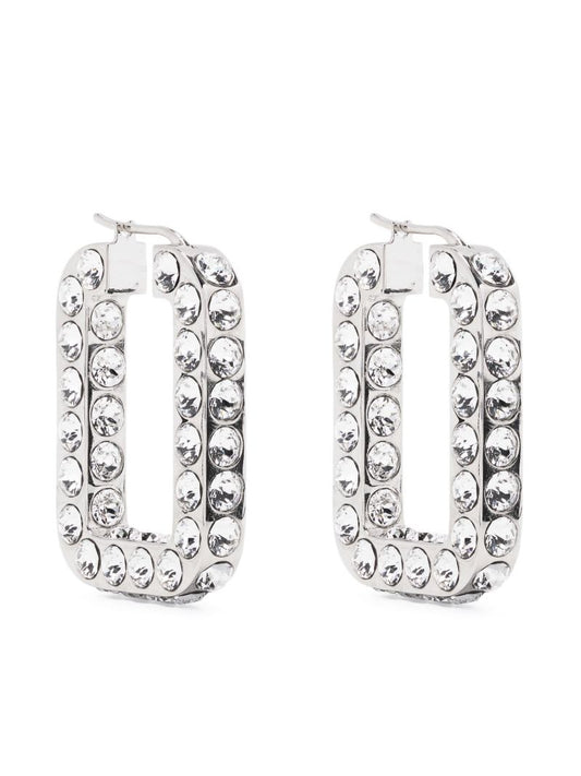 Silver-tone Charlotte Crystal Hoop Earrings