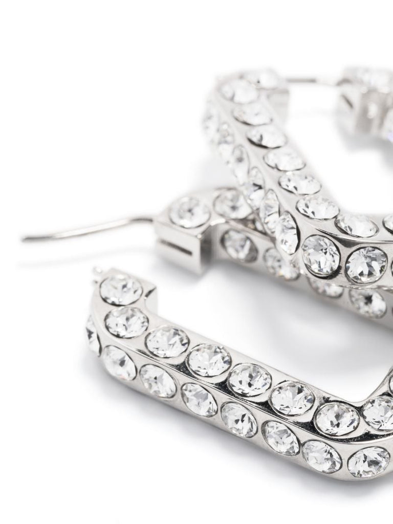 Silver-tone Charlotte Crystal Hoop Earrings