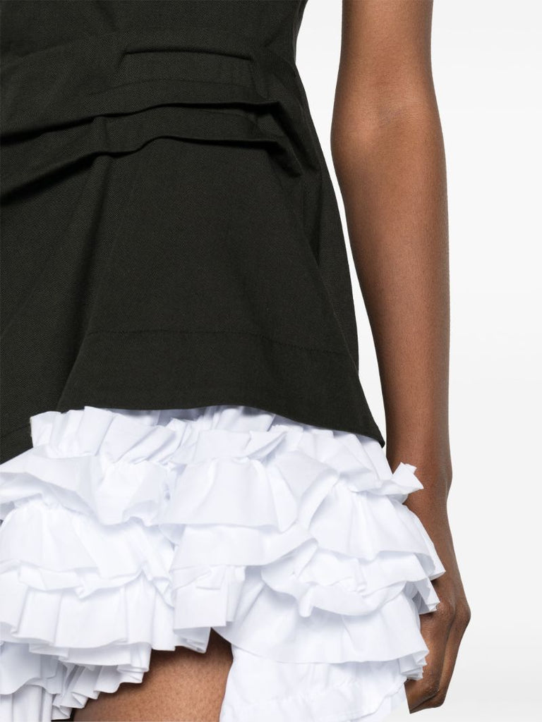 Black Alma Ruffled Cotton Minidress