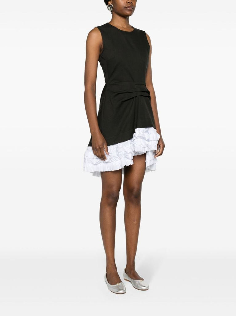 Black Alma Ruffled Cotton Minidress