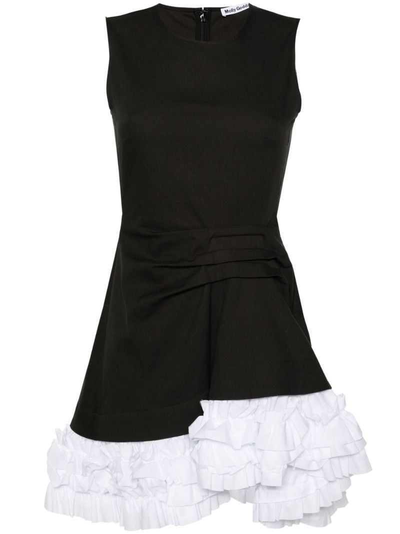 Black Alma Ruffled Cotton Minidress