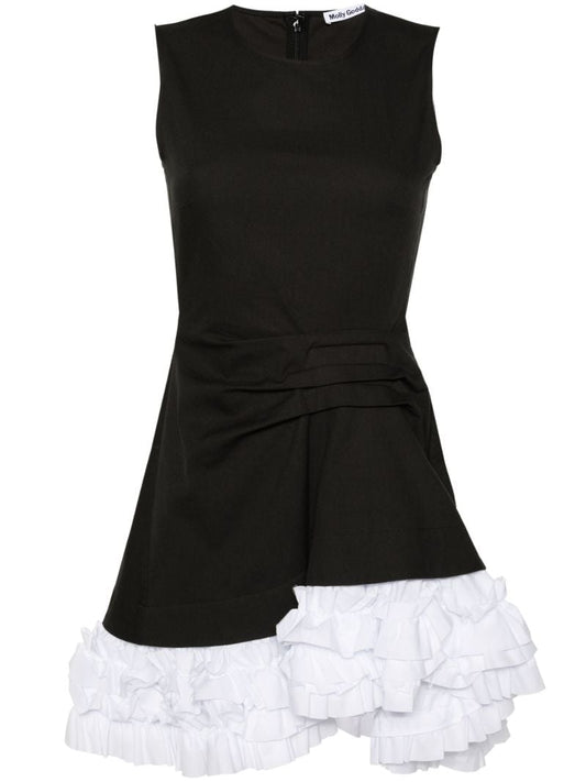 Black Alma Ruffled Cotton Minidress