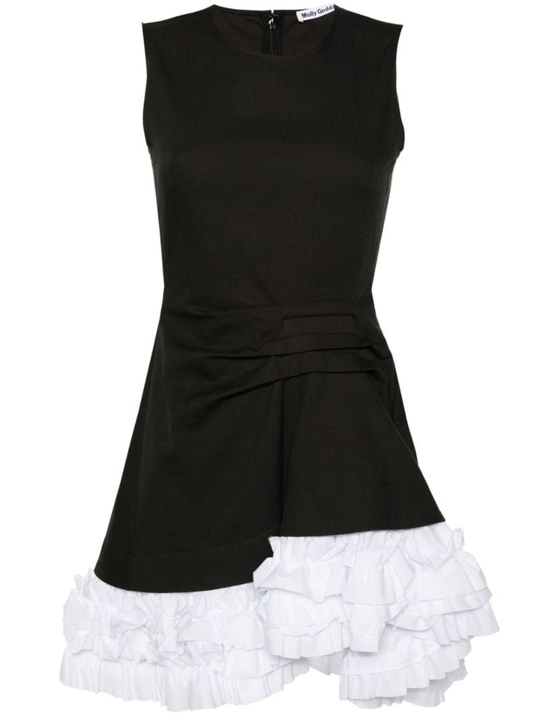 Black Alma Ruffled Cotton Minidress