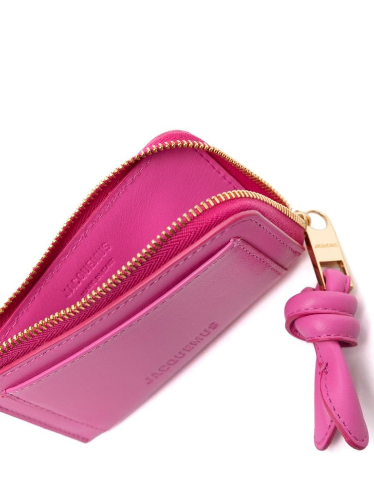 Pink Le Porte-cartes Tourni Leather Card Holder