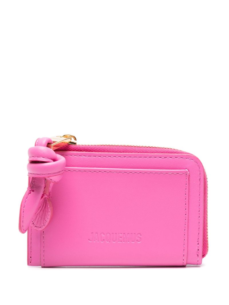 Pink Le Porte-cartes Tourni Leather Card Holder
