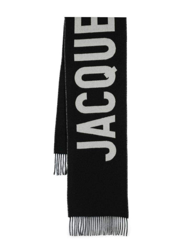 Black L'Ã_x0083_Â©charpe Logo Jacquard Wool Scarf