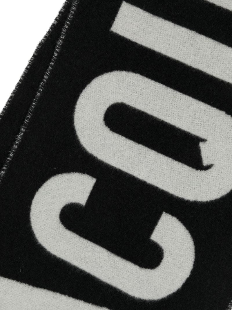 Black L'Ã_x0083_Â©charpe Logo Jacquard Wool Scarf