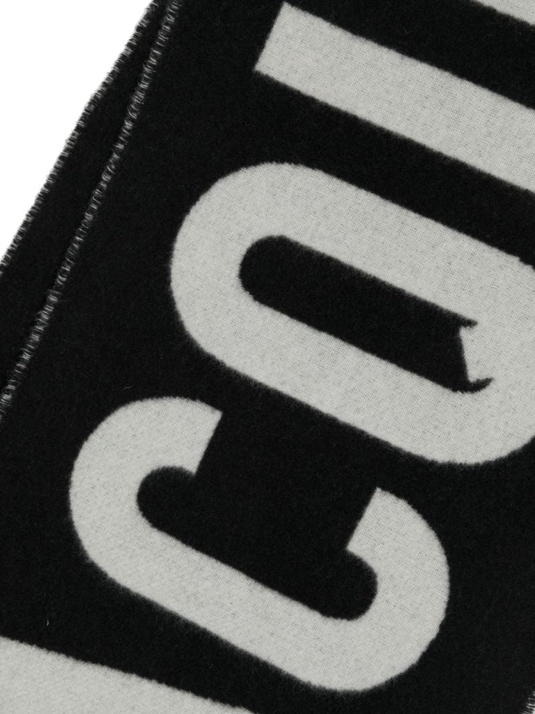 Black L'Ã_x0083_Â©charpe Logo Jacquard Wool Scarf