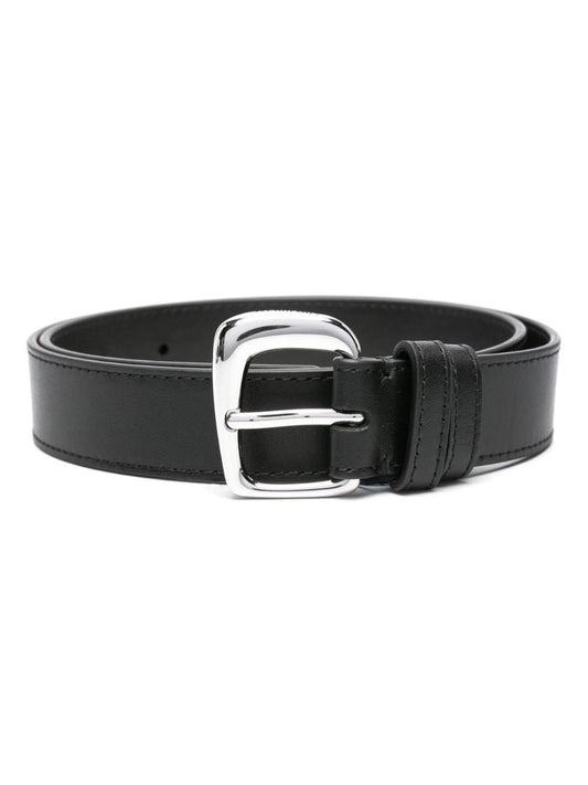 Black La Ceinture Ovalo Leather Belt