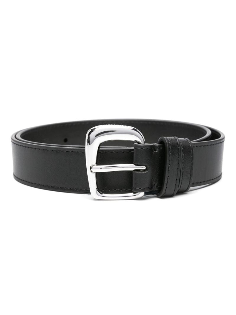 Black La Ceinture Ovalo Leather Belt