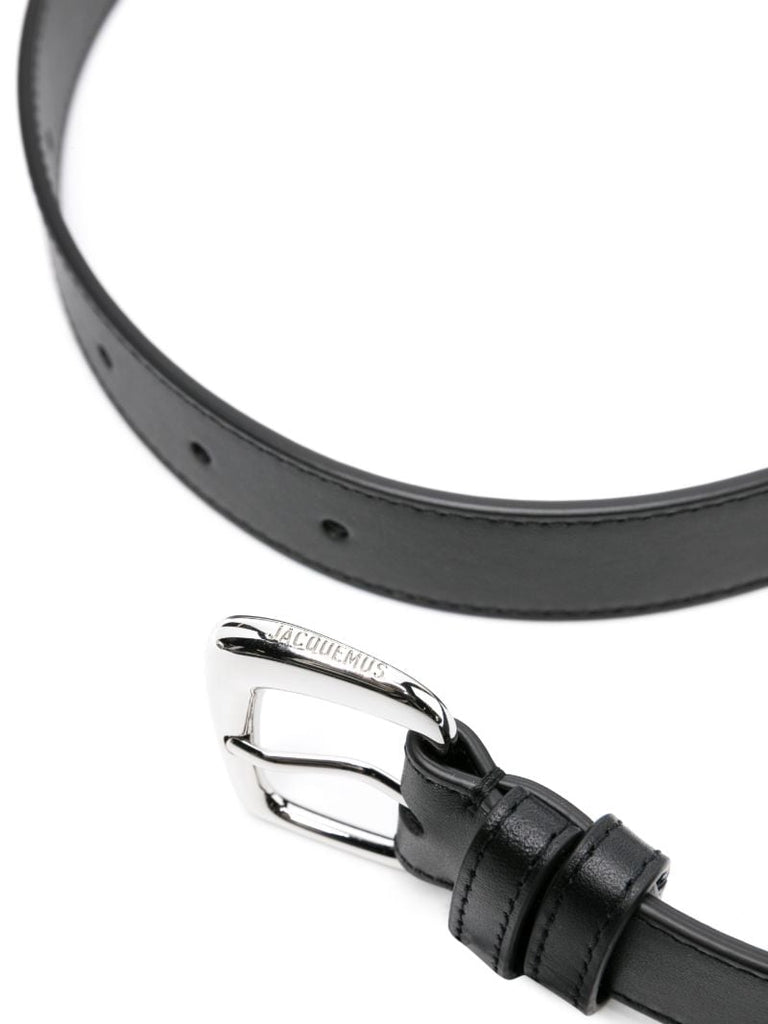 Black La Ceinture Ovalo Leather Belt