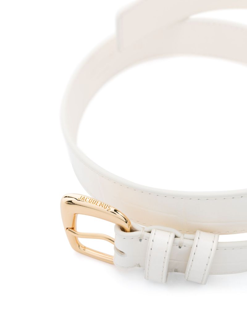 White La Ceinture Ovalo Leather Belt