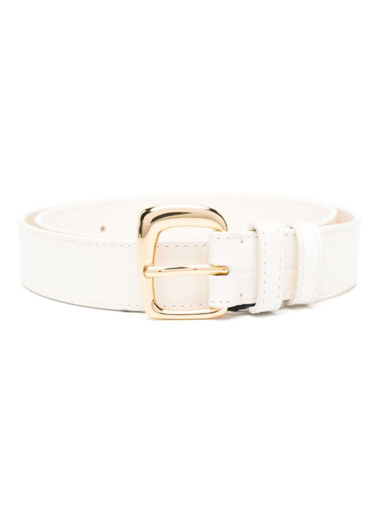 White La Ceinture Ovalo Leather Belt