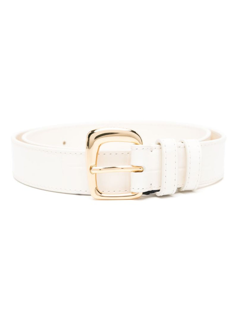 White La Ceinture Ovalo Leather Belt