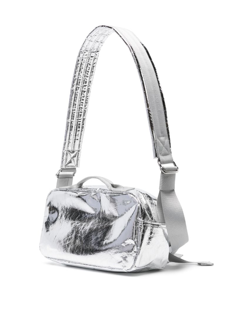 Silver-tone Bow-detail Metallic Shoulder Bag