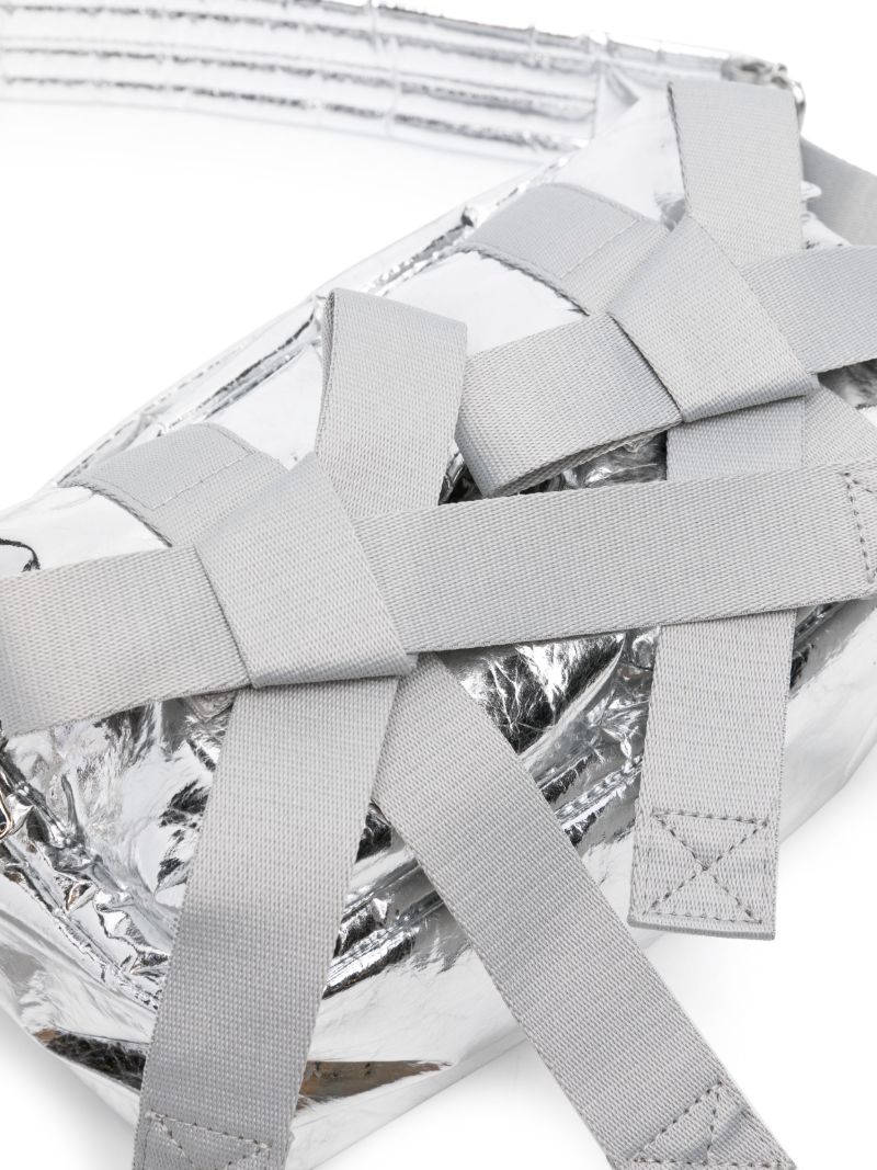 Silver-tone Bow-detail Metallic Shoulder Bag
