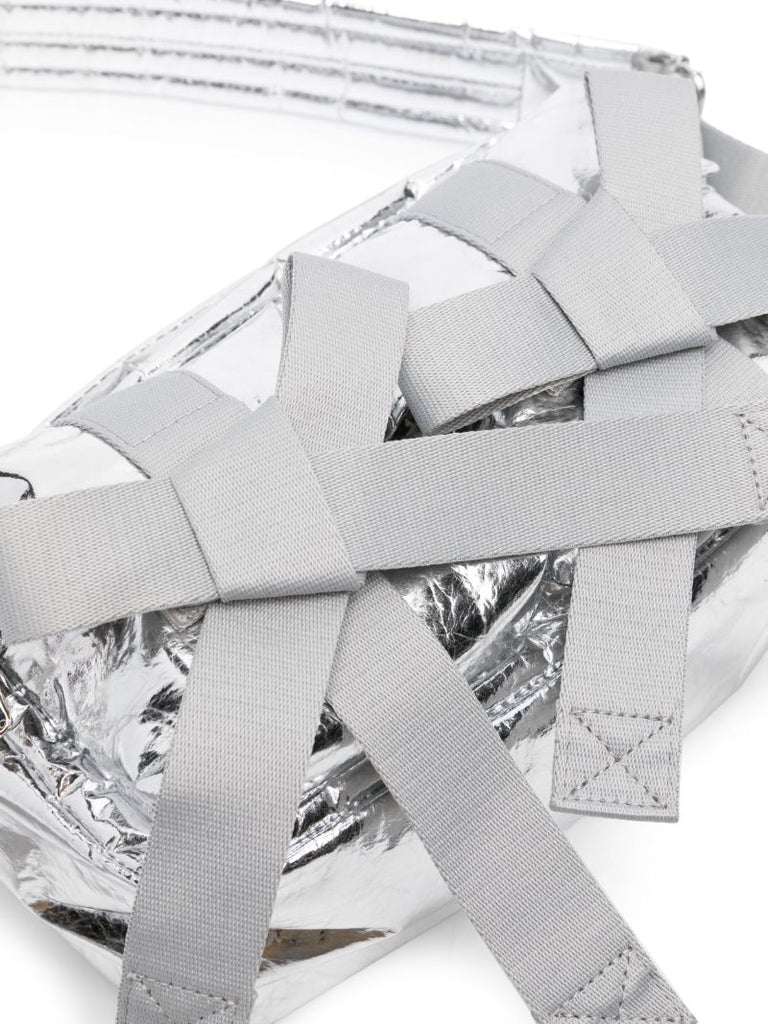 Silver-tone Bow-detail Metallic Shoulder Bag