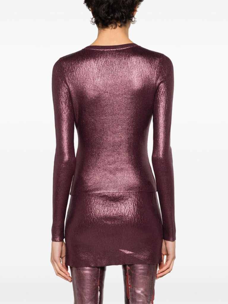 Purple Foiled Cotton Sweater