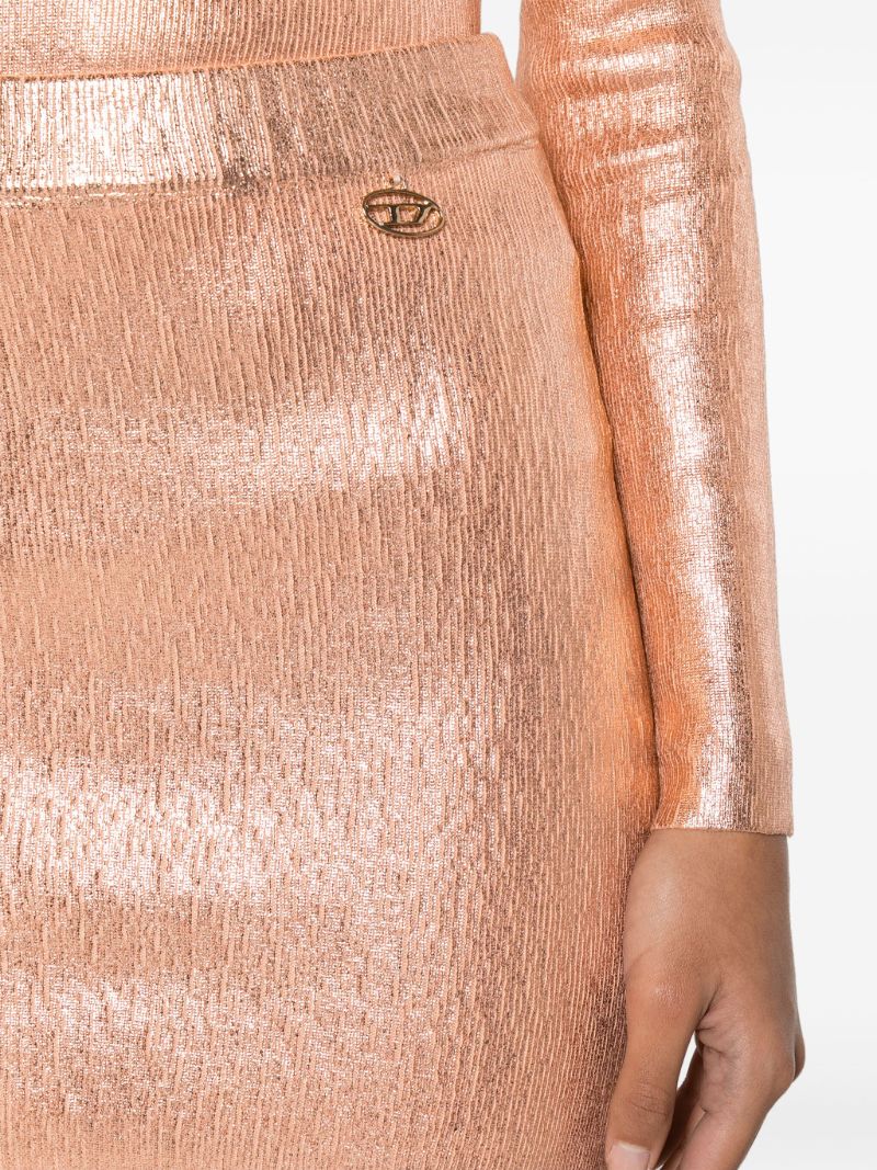 Orange Foiled Cotton Mini Skirt