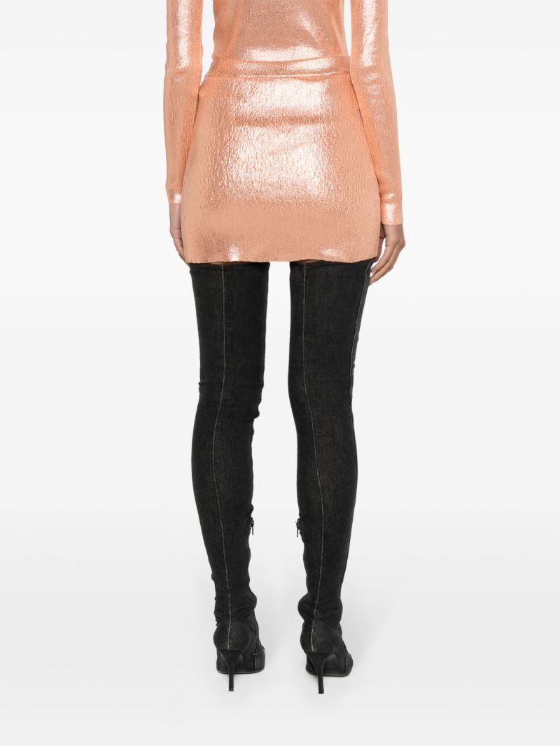 Orange Foiled Cotton Mini Skirt