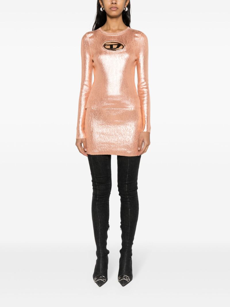 Orange Foiled Cotton Mini Skirt