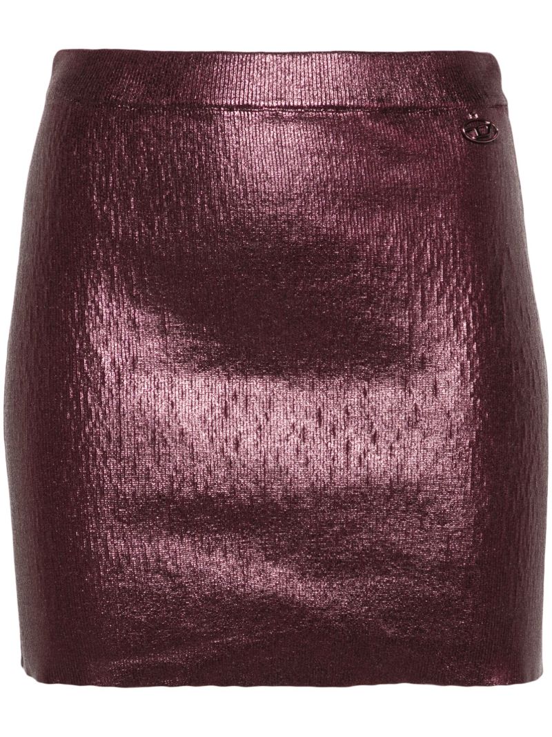 Purple Foiled Knitted Mini Skirt