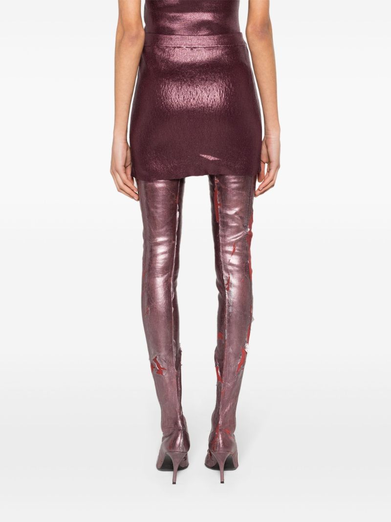 Purple Foiled Knitted Mini Skirt