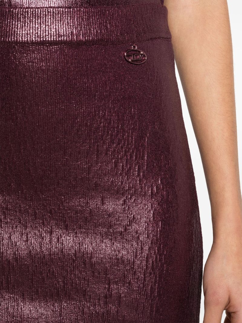 Purple Foiled Knitted Mini Skirt