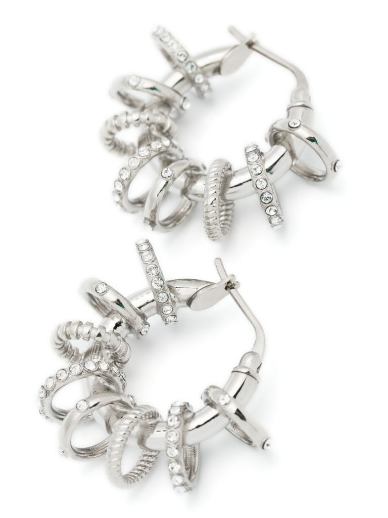 Silver-tone Multi-ring Crystal Hoop Earrings