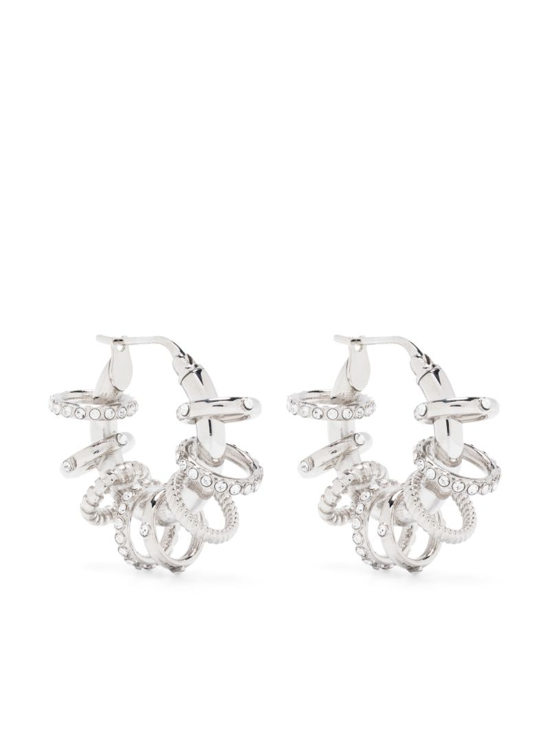 Silver-tone Multi-ring Crystal Hoop Earrings