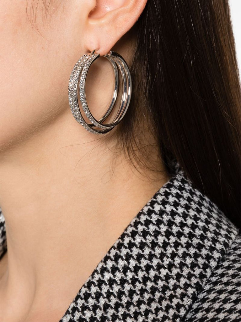 Silver-tone Vittoria Crystal Hoop Earrings