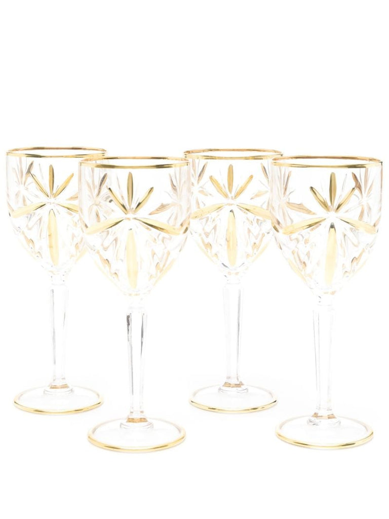X Browns Gold-tone Murano Wine Glass Set