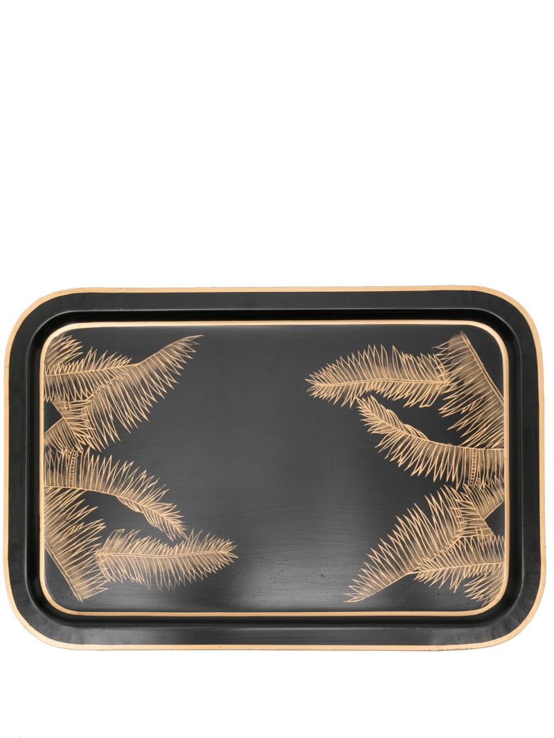 X Browns Black Palm Tree-print Iron Tray