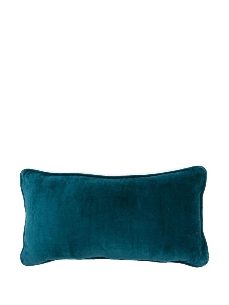 X Browns Blue Leaf-embroidered Velvet Cushion