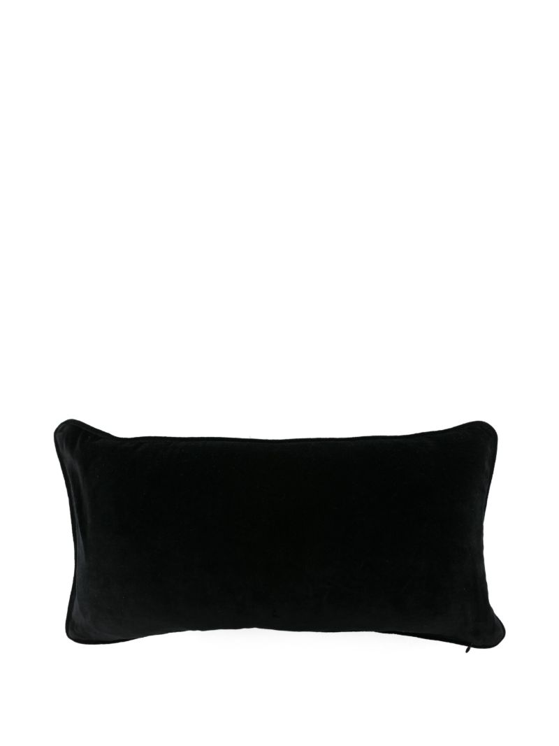 X Browns Black Leaf-embroidered Velvet Cushion