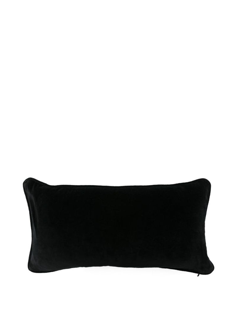 X Browns Black Leaf-embroidered Velvet Cushion
