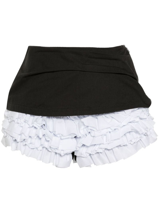 Black Sophie Ruffled Cotton Shorts