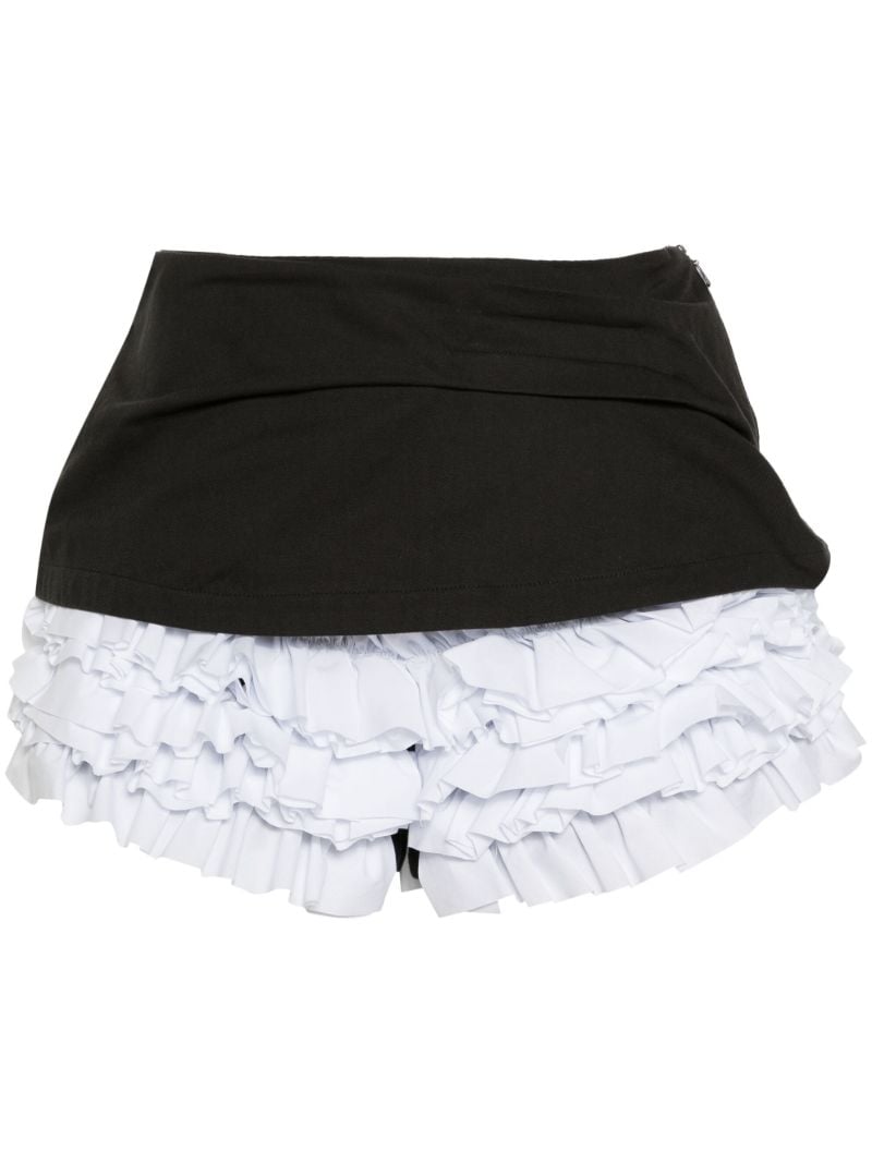 Black Sophie Ruffled Cotton Shorts