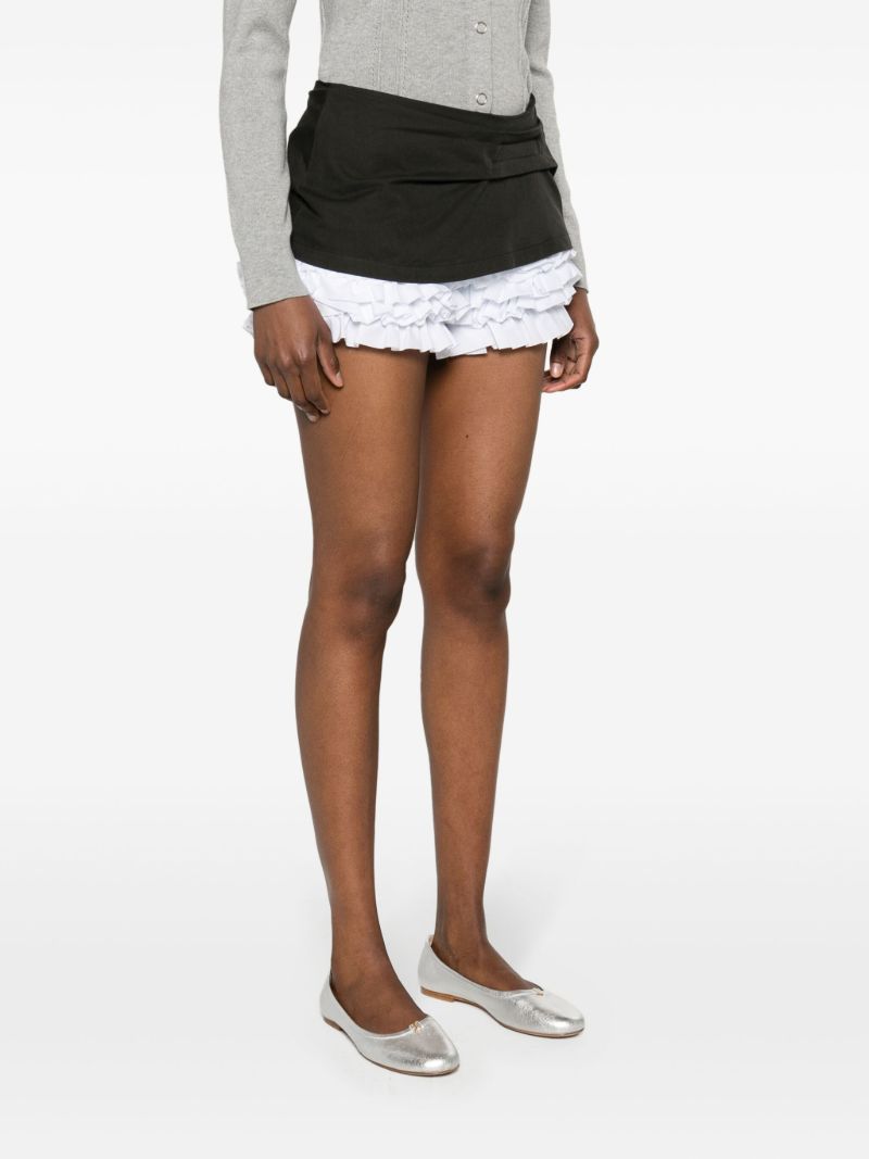 Black Sophie Ruffled Cotton Shorts