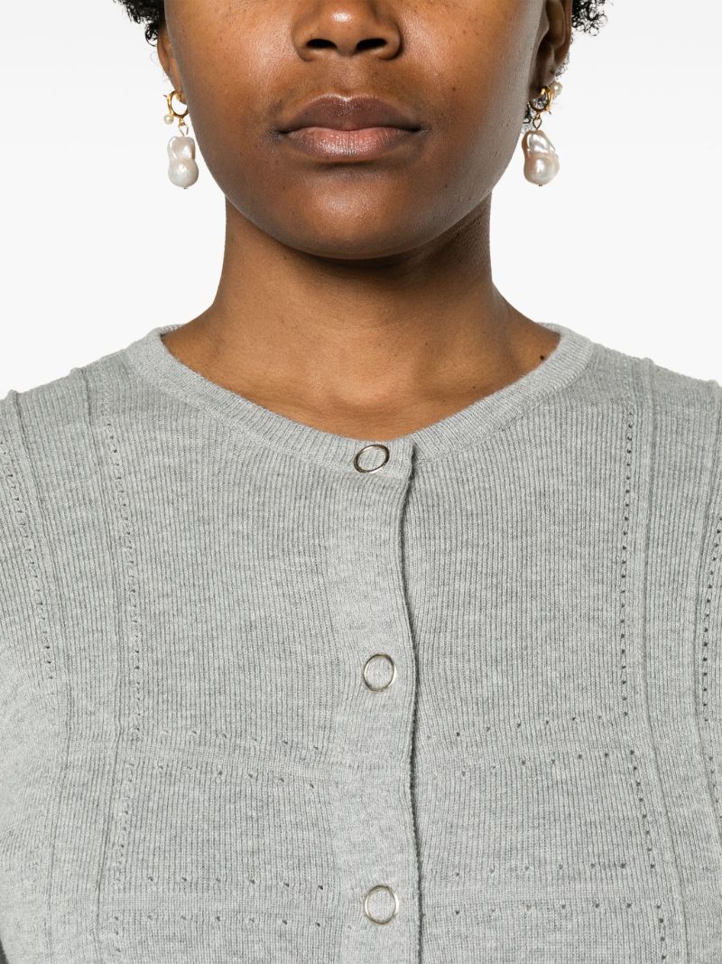 Grey Georgia Pointelle-knit Cardigan