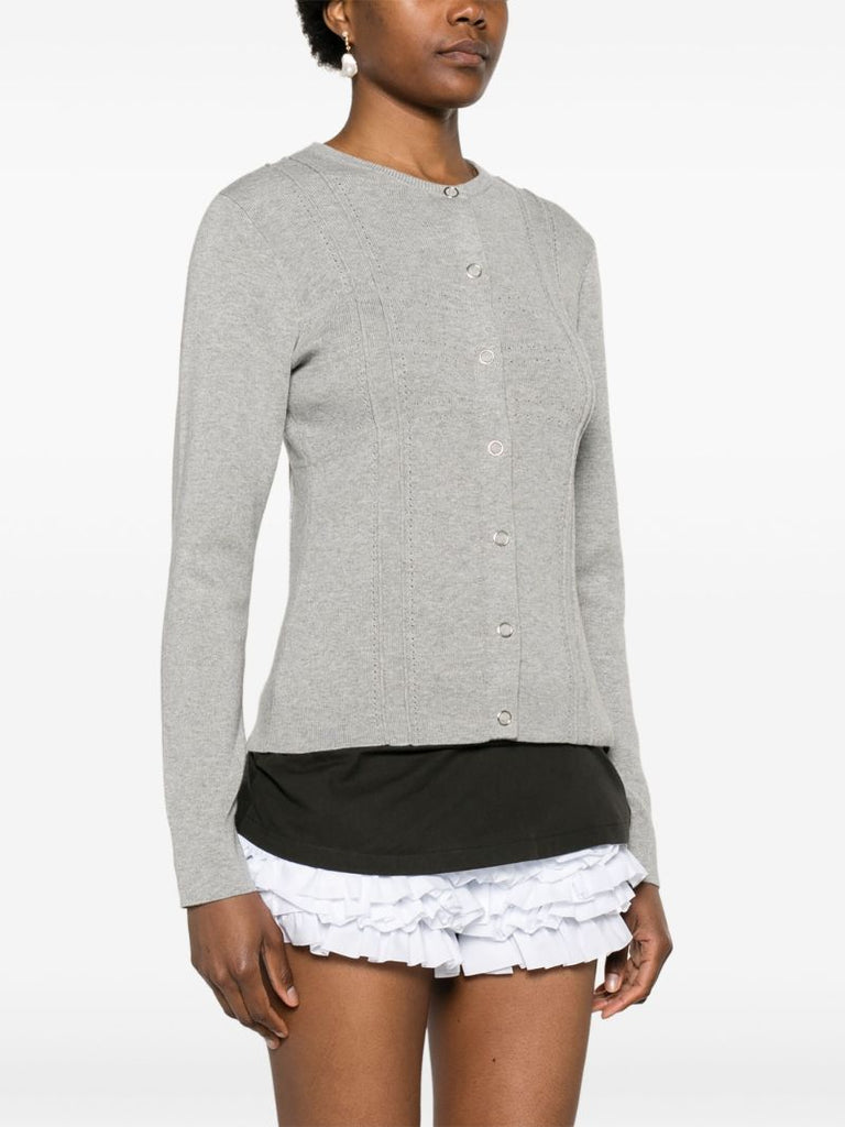 Grey Georgia Pointelle-knit Cardigan