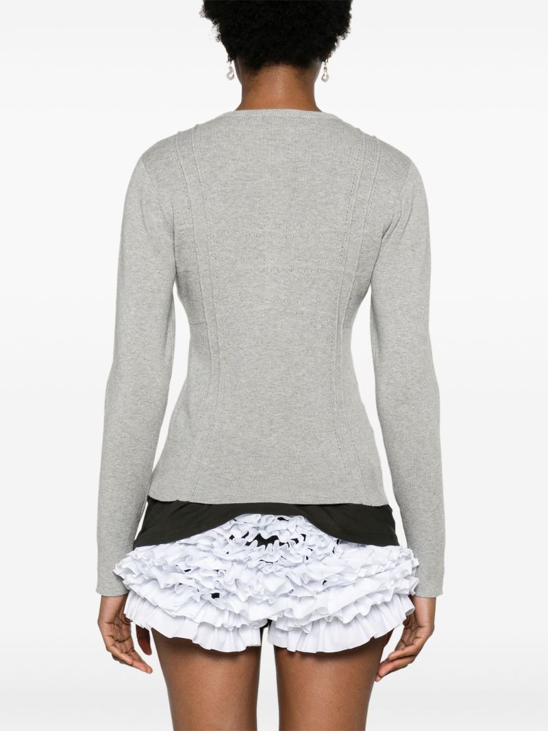 Grey Georgia Pointelle-knit Cardigan