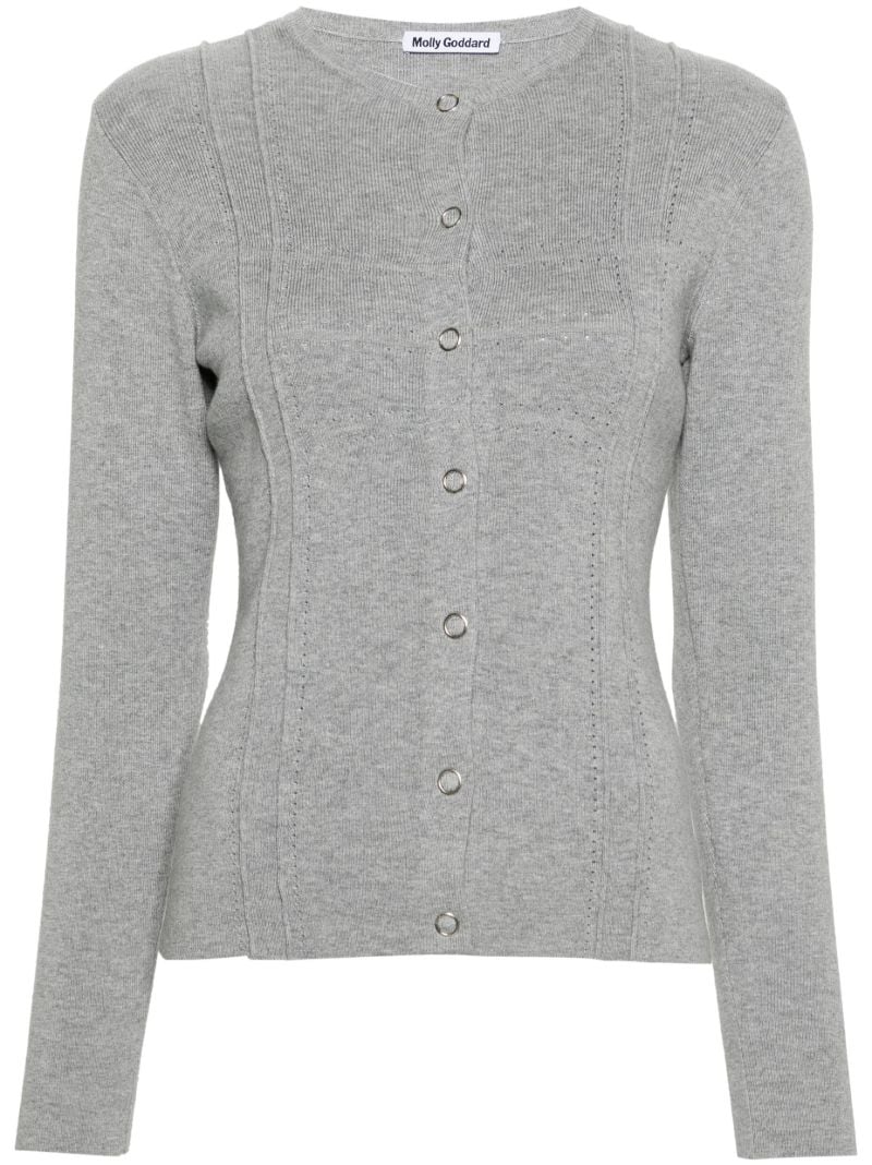 Grey Georgia Pointelle-knit Cardigan