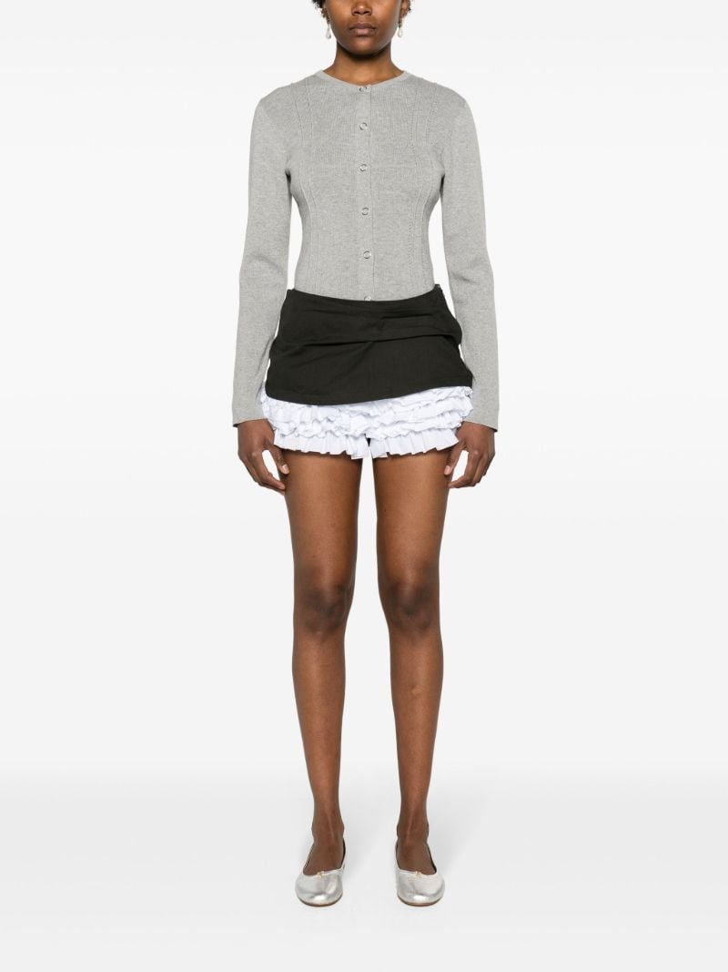 Grey Georgia Pointelle-knit Cardigan