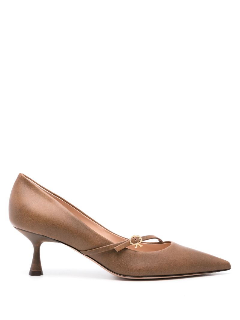 Brown 55 Leather Pointed Pumps